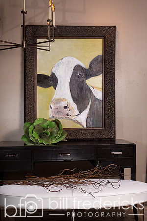 Staged Vignette - Cow Painting and Desk
